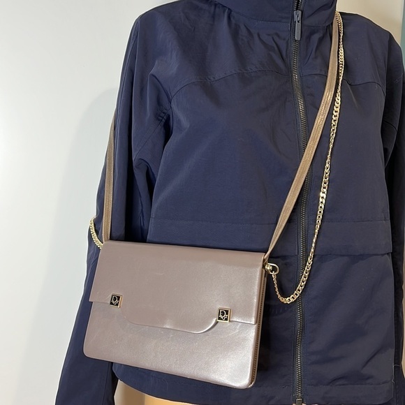 Dior Christian Dior Taupe Structured Smooth Leather Crossbody Shoulder Bag Purse - Picture 5 of 16
